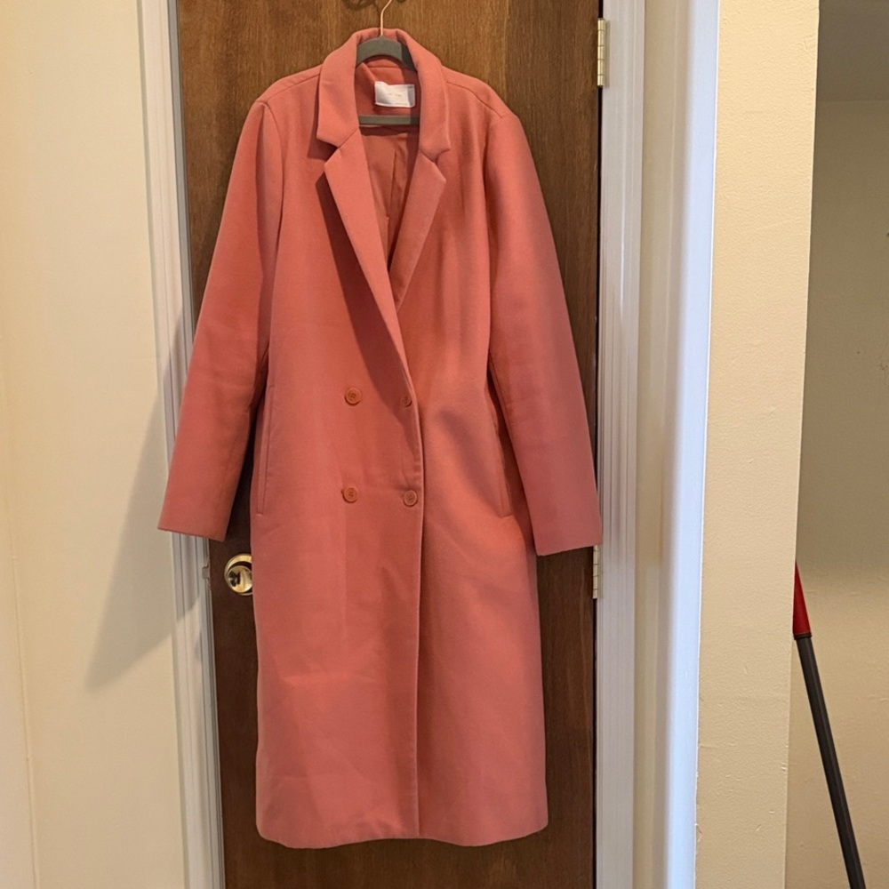 Women's Pink Double-Breasted Coat